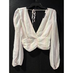 Forever 21 Iridescent Y2K Puff Sleeve Crop Top Women Large